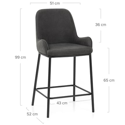 Cameo Bar Stool Charcoal Fabric Dimensions