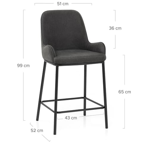 Cameo Bar Stool Charcoal Fabric