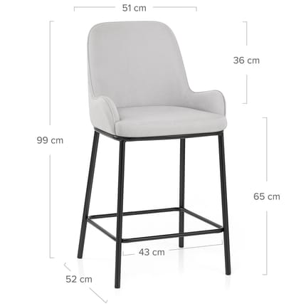 Cameo Bar Stool Light Grey Fabric Dimensions