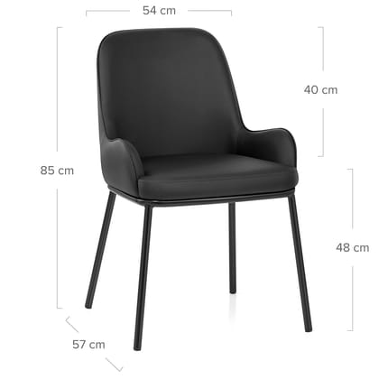 Cameo Dining Chair Black Leather Dimensions