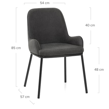 Cameo Dining Chair Charcoal Fabric Dimensions