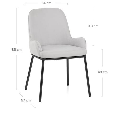 Cameo Dining Chair Light Grey Fabric Dimensions