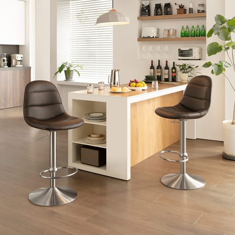 Ferrero Brushed Steel Bar Stool Brown