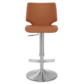 Mode Brushed Steel Stool  Dark Tan