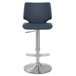Mode Brushed Steel Stool Navy Blue