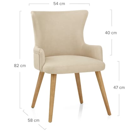 Diablo Oak Dining Chair Beige Dimensions