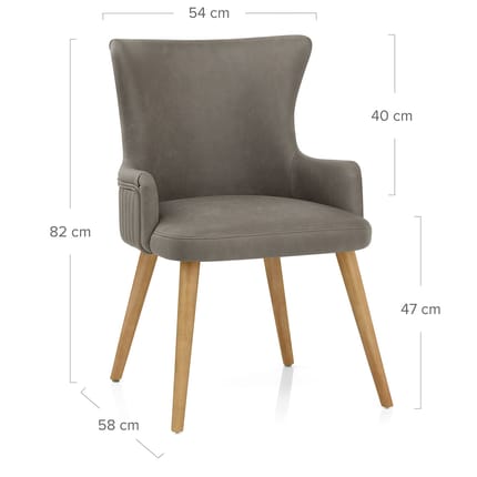 Diablo Oak Dining Chair Grey Dimensions