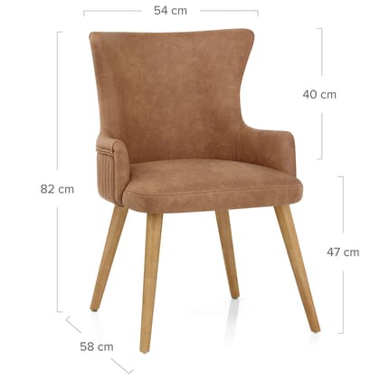 Diablo Oak Dining Chair Tan Dimensions