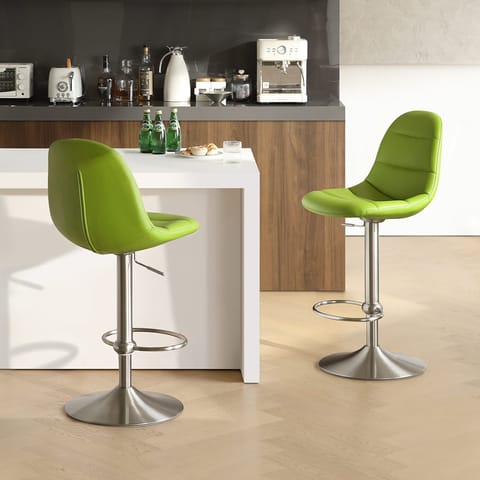 Ferrero Brushed Steel Bar Stool Green