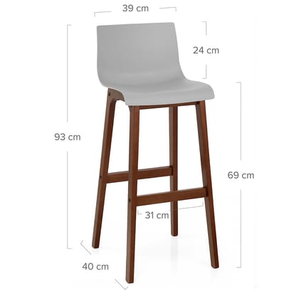 Drift Walnut & Grey Bar Stool Dimensions