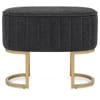 Duet Brushed Gold Stool Charcoal Fabric