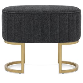 Duet Brushed Gold Stool Charcoal Fabric