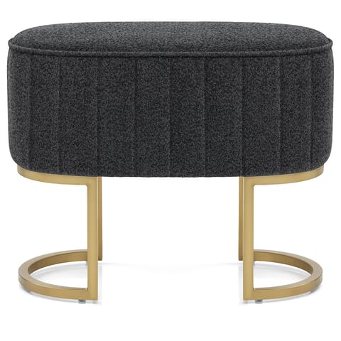 Duet Brushed Gold Stool Charcoal Fabric