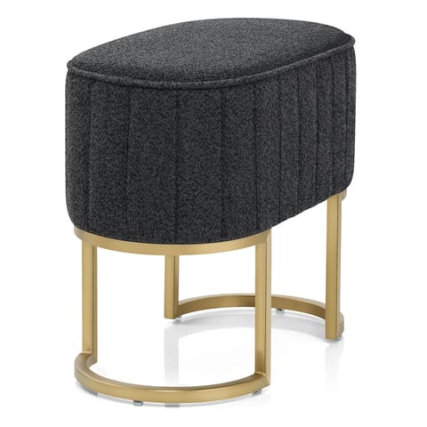 Duet Brushed Gold Stool Charcoal Fabric