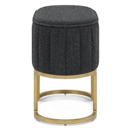 Duet Brushed Gold Stool Charcoal Fabric