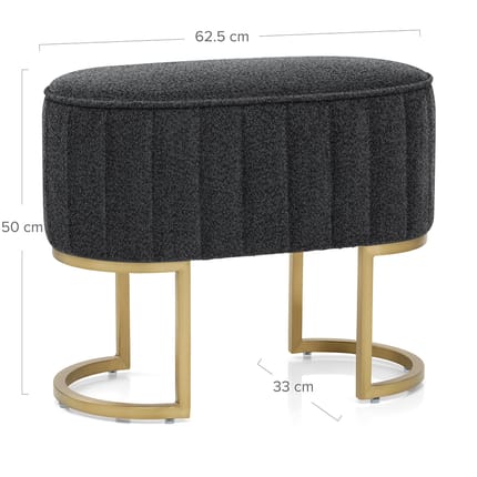 Duet Brushed Gold Stool Charcoal Fabric Dimensions