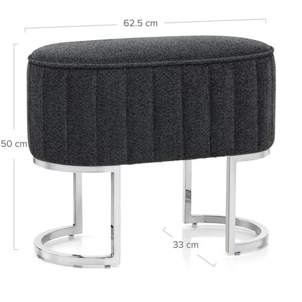 Duet Chrome Stool Charcoal Fabric Dimensions