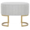 Duet Brushed Gold Stool Light Grey Fabric