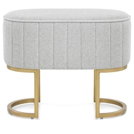 Duet Brushed Gold Stool Light Grey Fabric