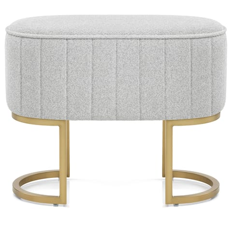 Duet Brushed Gold Stool Light Grey Fabric