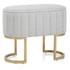 Duet Brushed Gold Stool Light Grey Fabric
