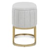 Duet Brushed Gold Stool Light Grey Fabric