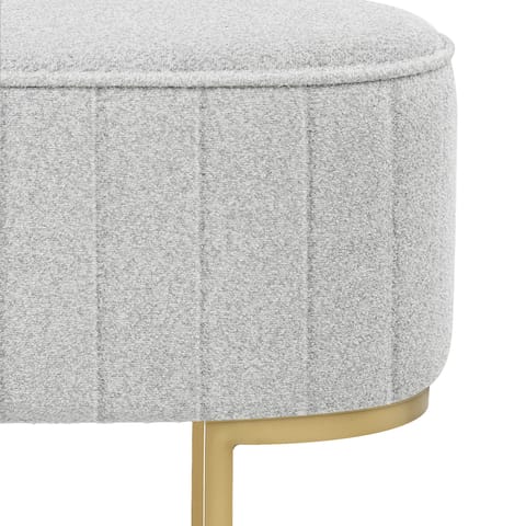 Duet Brushed Gold Stool Light Grey Fabric