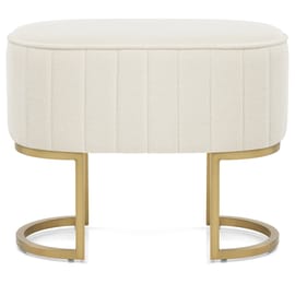 Duet Brushed Gold Stool Beige Fabric