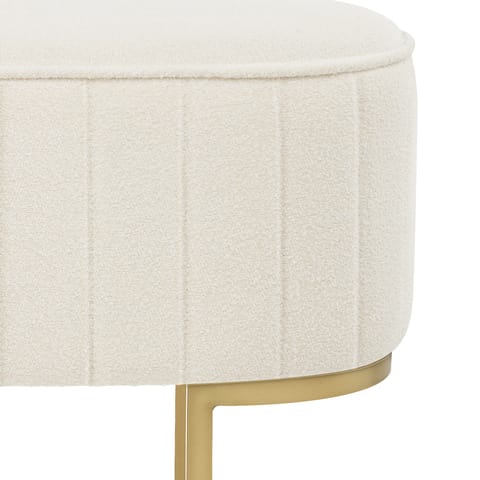 Duet Brushed Gold Stool Beige Fabric