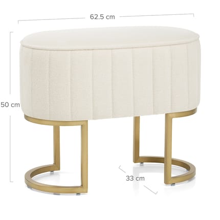 Duet Brushed Gold Stool Beige Fabric Dimensions