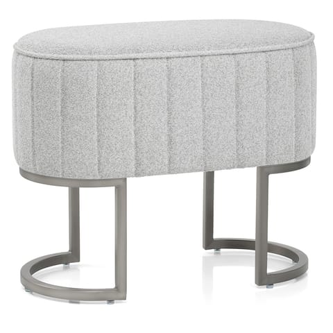 Duet Brushed Graphite Stool Light Grey Fabric