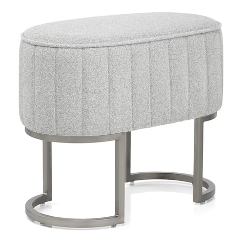 Duet Brushed Graphite Stool Light Grey Fabric