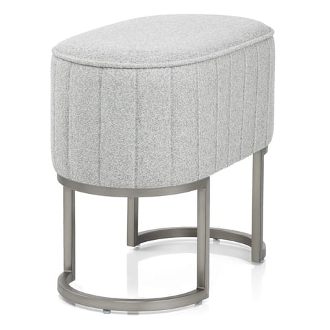 Duet Brushed Graphite Stool Light Grey Fabric
