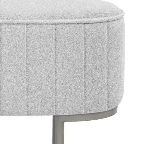 Duet Brushed Graphite Stool Light Grey Fabric