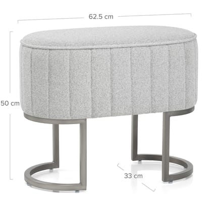 Duet Brushed Graphite Stool Light Grey Fabric Dimensions