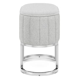 Duet Chrome Stool Light Grey Fabric