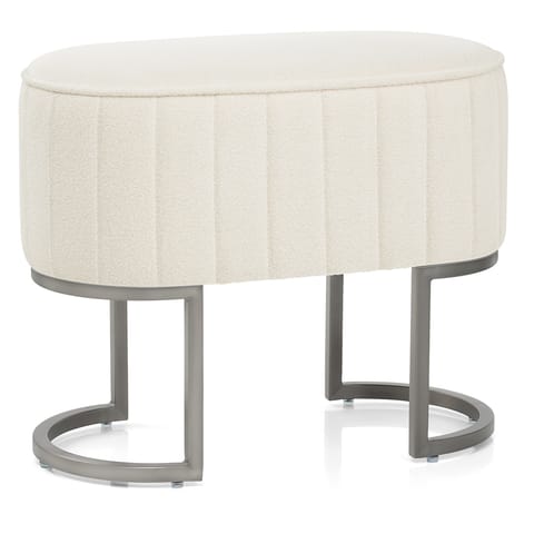 Duet Brushed Graphite Stool Beige Fabric