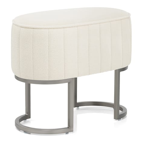 Duet Brushed Graphite Stool Beige Fabric