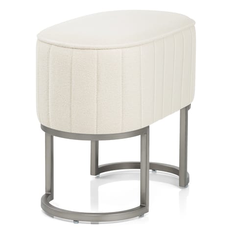 Duet Brushed Graphite Stool Beige Fabric