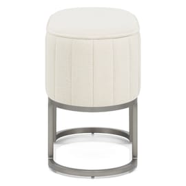 Duet Brushed Graphite Stool Beige Fabric