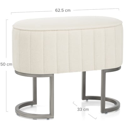 Duet Brushed Graphite Stool Beige Fabric Dimensions