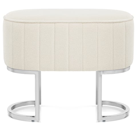 Duet Chrome Stool Beige Fabric