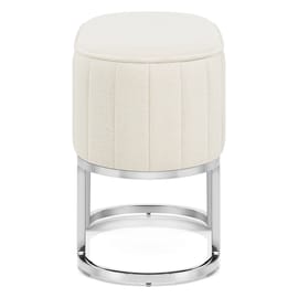 Duet Chrome Stool Beige Fabric