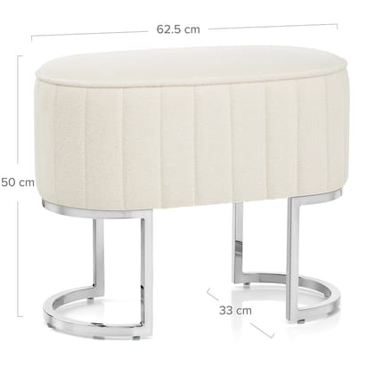 Duet Chrome Stool Beige Fabric Dimensions