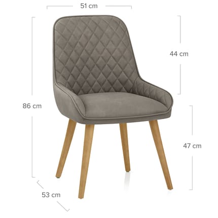 Azure Oak Dining Chair Grey Dimensions