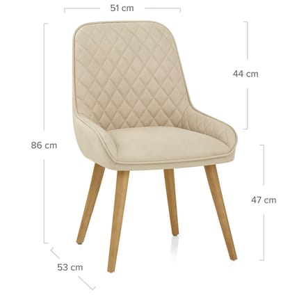 Azure Oak Dining Chair Beige Dimensions