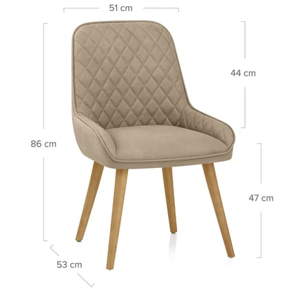 Azure Oak Dining Chair Brown Dimensions