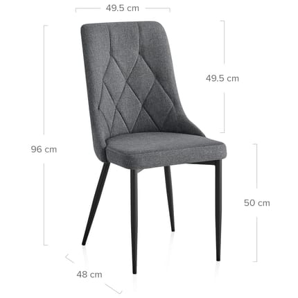 Phoebe Dining Chair Charcoal Fabric Dimensions