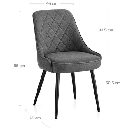 Robyn Dining Chair Charcoal Fabric Dimensions