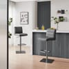 Lush Real Leather Graphite Stool Dark Grey